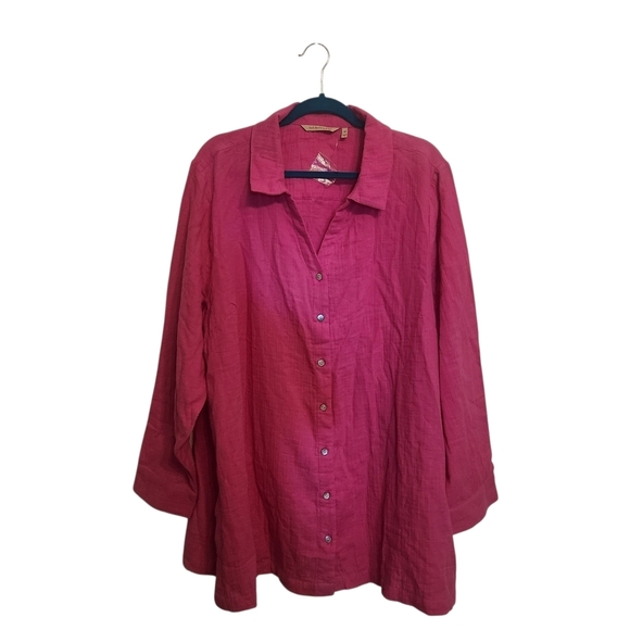 NWOT SOFT SURROUNDINGS PINK ESCAMBIA GAUZE TUNIC SHIRT SZ 3X - Picture 2 of 12